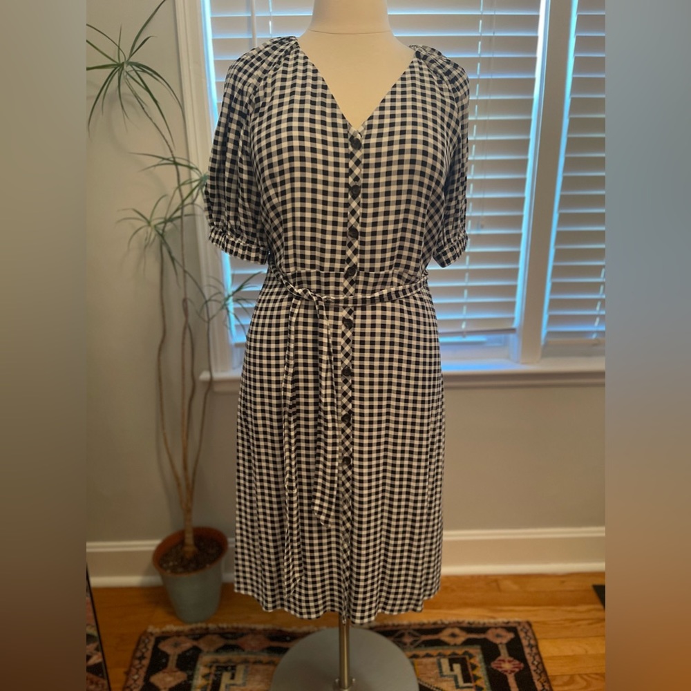 NWT Ann Taylor black and white gingham dress size 14